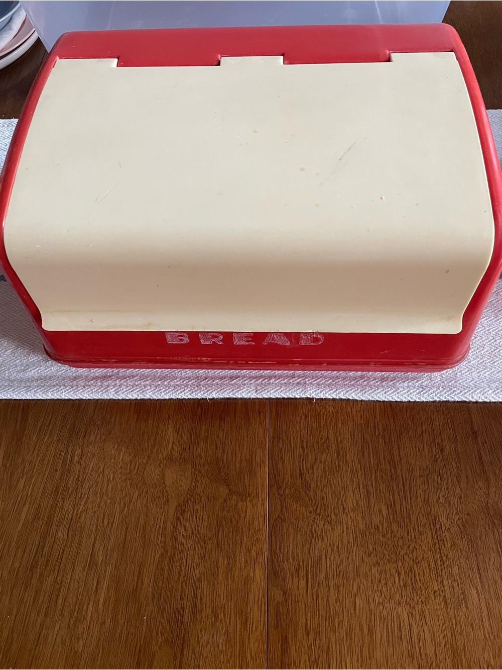 LUSTRO-WARE No. B-20 Plastic Vintage Retro BREAD Box Red/Cream Hinge Lid GUC - Picture 11 of 11